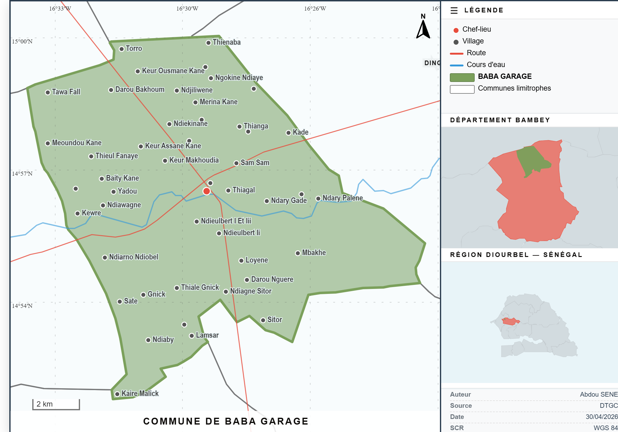 Carte de localisation de la commune de Baba Garage