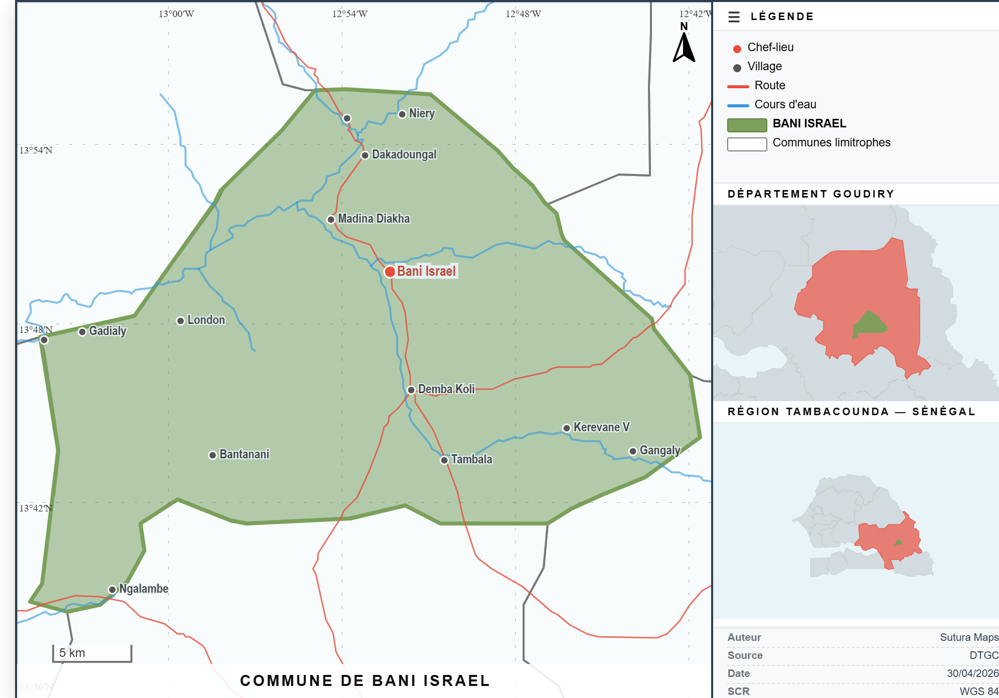 Carte de localisation de la commune de Bani Israel