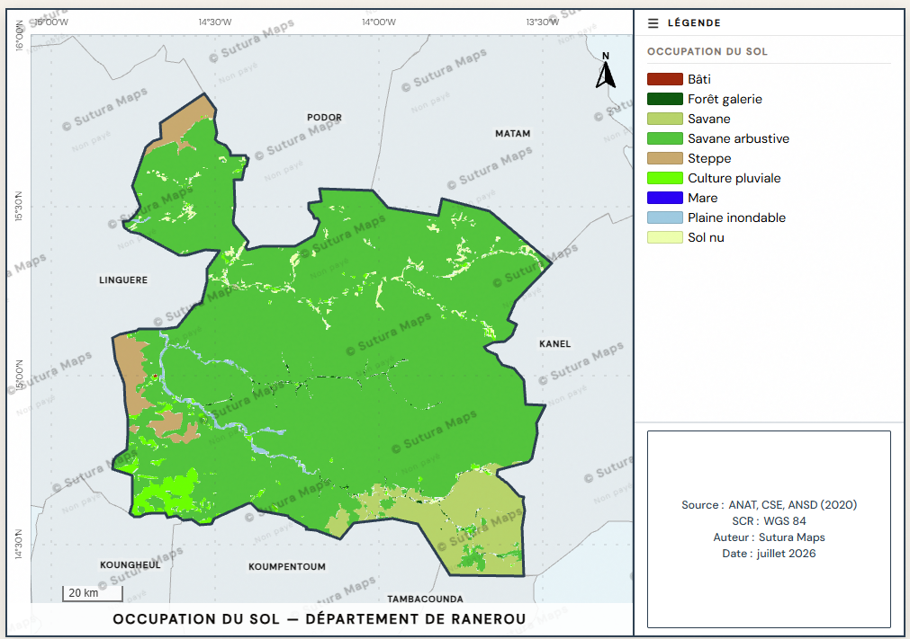 Carte d'occupation du sol du département de Ranérou au Sénégal